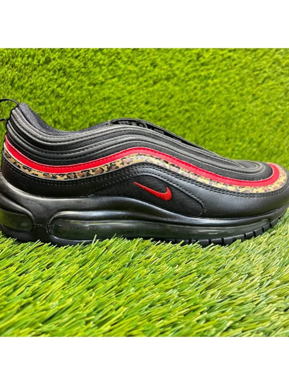 Nike Women’s Black Red Leopard Accent Air Max Sneakers
